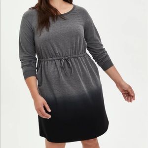Skater Dress - French Terry Heather Grey Dip Dye